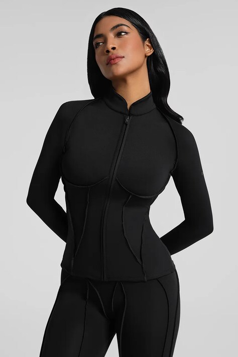 BetterMe Bluza rozpinana damska Contour Zip-Up czarna LSL00019