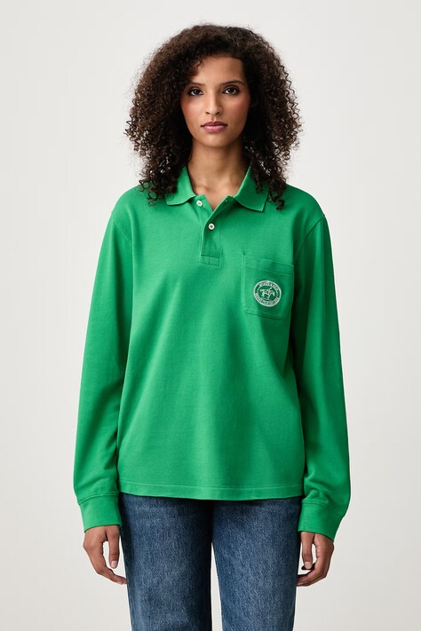 Sporty & Rich Longsleeve damski bawełniany Riding Club zielony TO08683244GR19