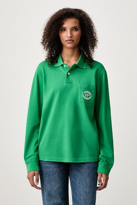Sporty & Rich Longsleeve damski bawełniany Riding Club zielony TO08683244GR19