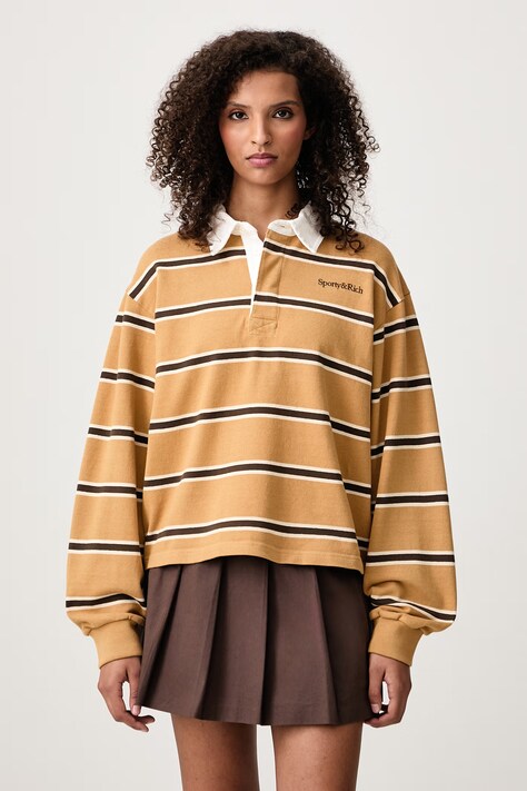 Sporty & Rich Serif Logo bluza bawełniana damska brązowa TO00883326BE37