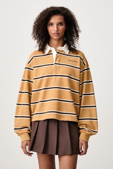 Sporty & Rich Serif Logo bluza bawełniana damska brązowa TO00883326BE37