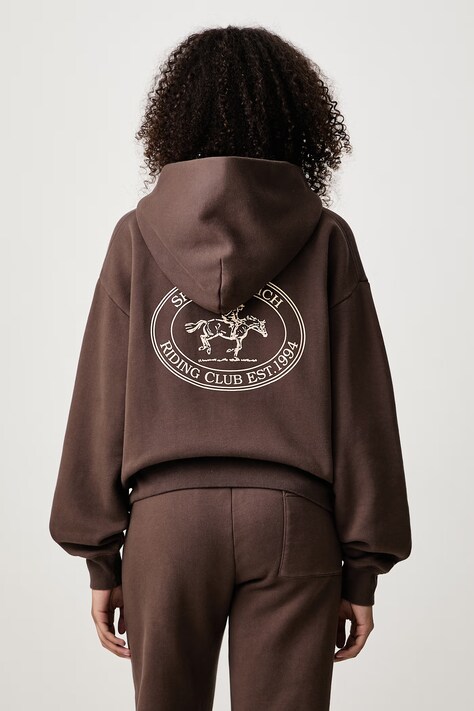 Sporty & Rich Riding Club bluza z kapturem bawełniana damska brązowa ST11083244BR03