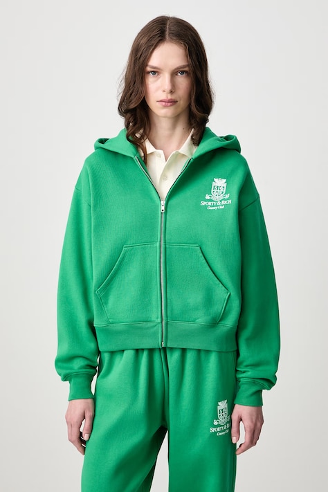 Sporty & Rich SRCC bluza rozpinana z kapturem bawełniana damska zielona ST10283272GR19