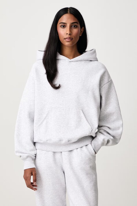 Sporty & Rich Serif Logo bluza z kapturem bawełniana damska szara ST11084300GY03