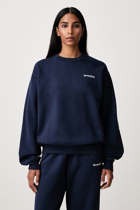 Sporty & Rich Serif Logo bluza bawełniana damska granatowa ST10384300BL106