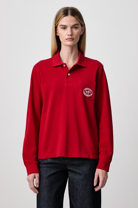 Sporty & Rich Longsleeve damski bawełniany Riding Club czerwony TO08685244RE15