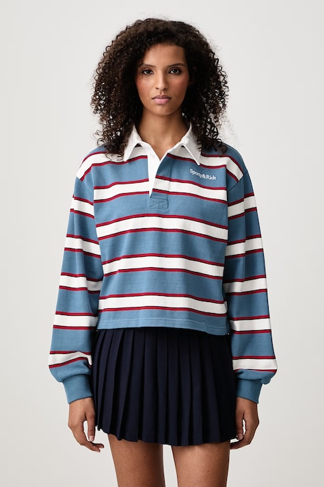 Sporty & Rich Serif Logo bluza bawełniana damska niebieska TO00885300BL172