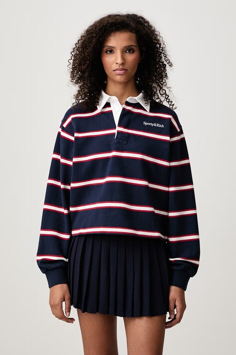 Sporty & Rich Serif Logo bluza bawełniana damska granatowa TO00885300BL171