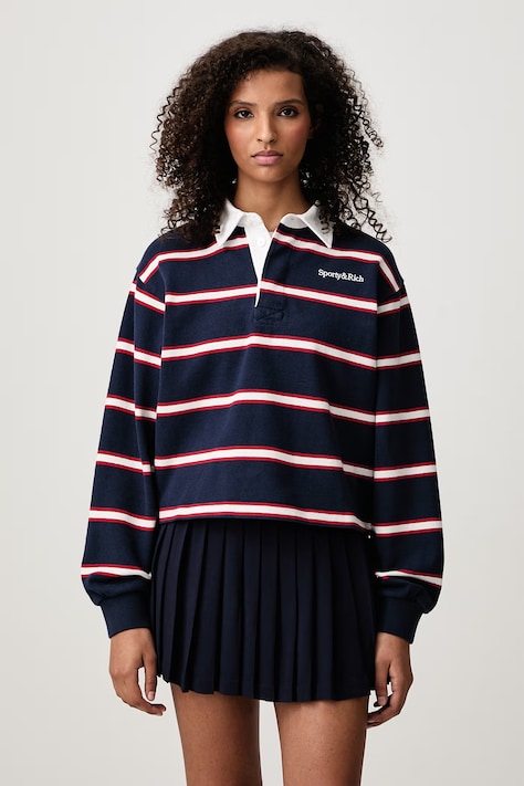Sporty & Rich Serif Logo bluza bawełniana damska granatowa TO00885300BL171
