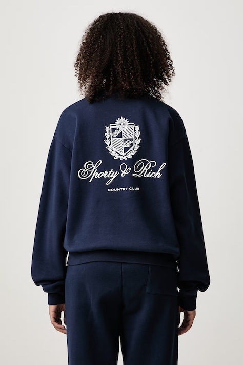 Sporty & Rich Club Script bluza bawełniana damska granatowa ST10385274BL106