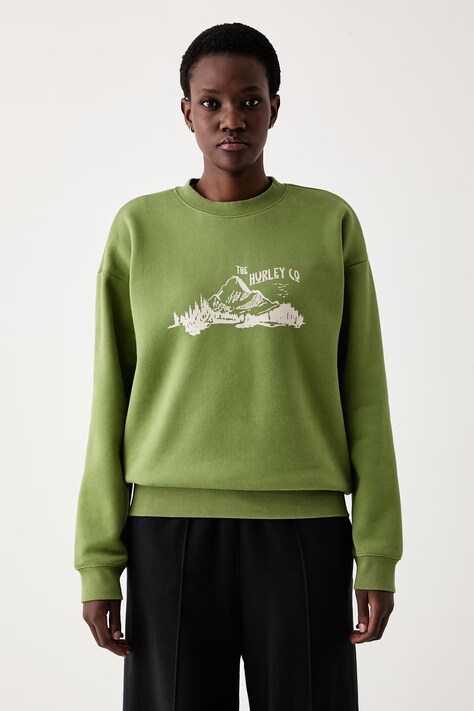 Hurley Bluza damska z bawełną zielona WFTEU00028