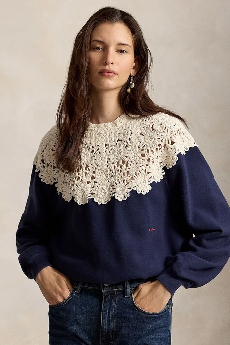Polo Ralph Lauren Bluza damska z bawełną granatowa 211B23859