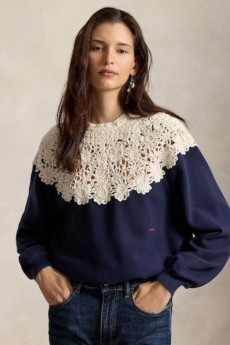 Polo Ralph Lauren Bluza damska z bawełną granatowa 211B23859