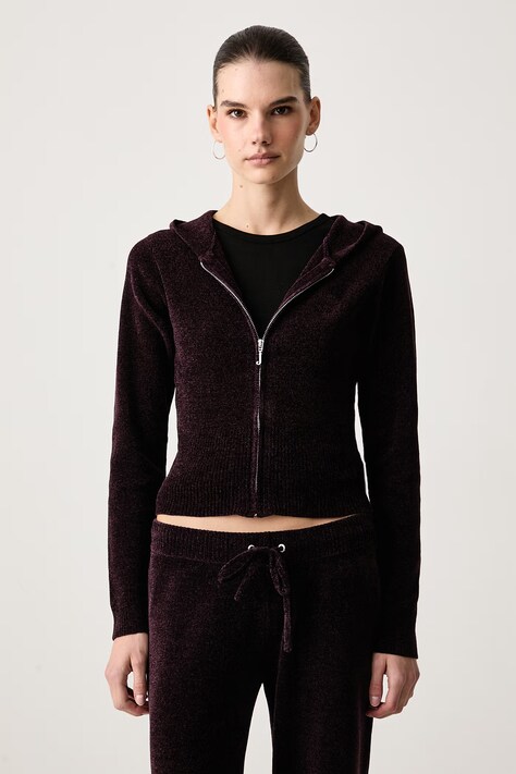 Juicy Couture Felpa con cerniera e cappuccio da donna MAYA KNIT granata JCWEB005