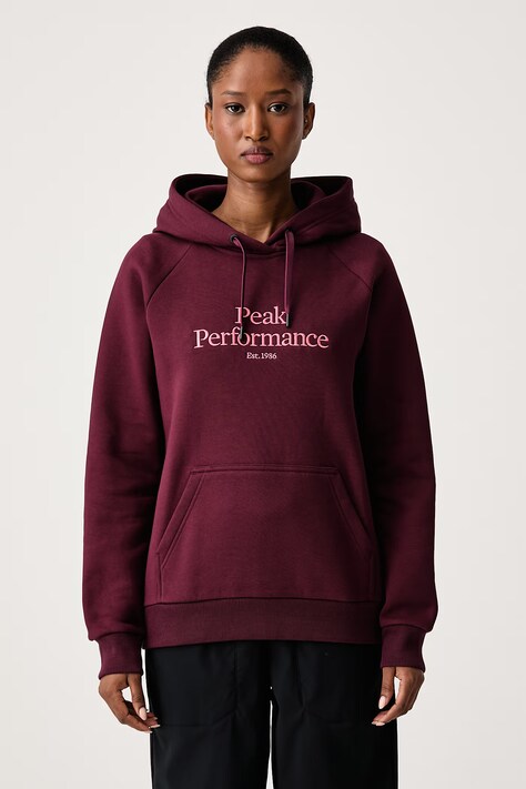 Peak Performance Bluza z kapturem damska z bawełną bordowa G79577280