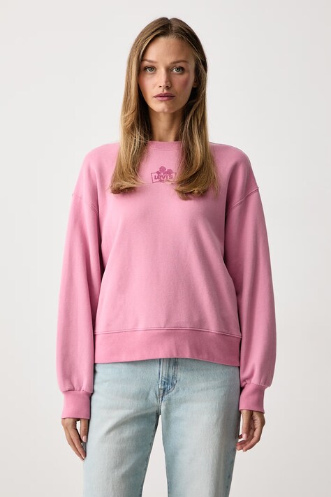 Levi's Mikina dámska s bavlnou GR EVERYDAY CREW 2.0 ružová 008CG