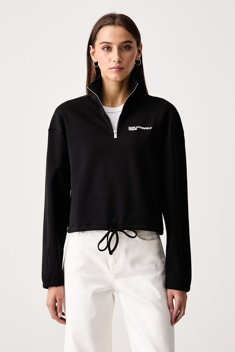 Karl Lagerfeld Jeans Суичър дамски от памук черен B4W20035