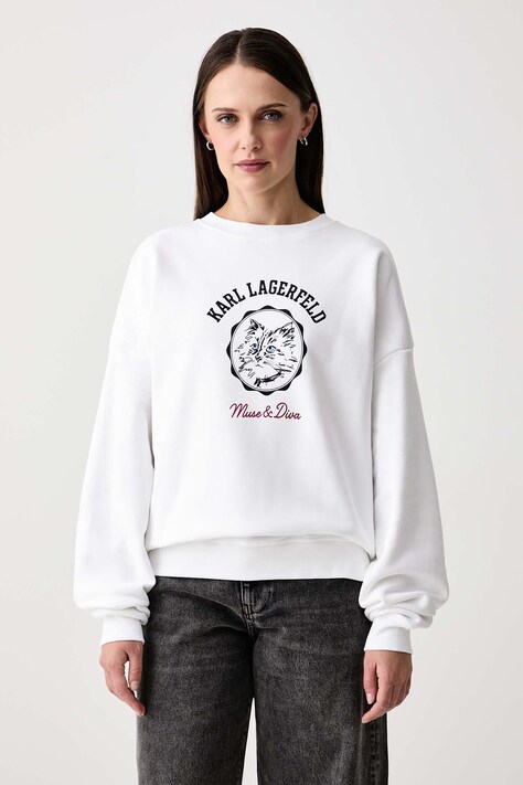 Karl Lagerfeld Bluza oversize damska z bawełną biała B4W20060