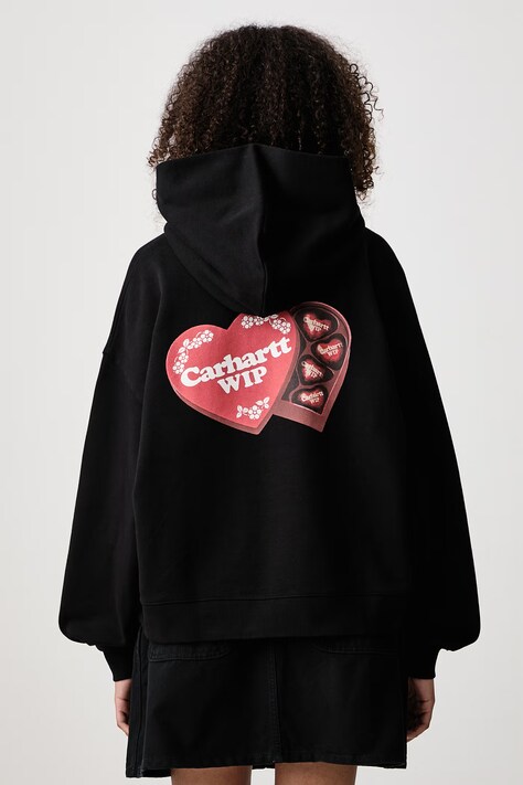 Carhartt WIP Hooded Hartt Case Sweat bluza z kapturem bawełniana damska czarna I037243