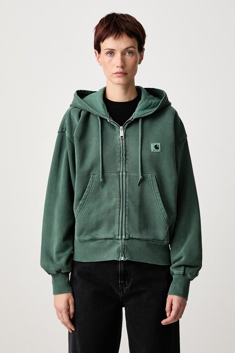 Carhartt WIP Hooded Nelson Jacket bluza rozpinana bawełniana damska zielona I033830
