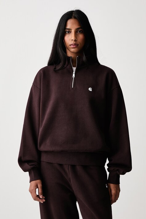 Carhartt WIP Casey High Neck Sweat bluza bawełniana damska brązowa I037148