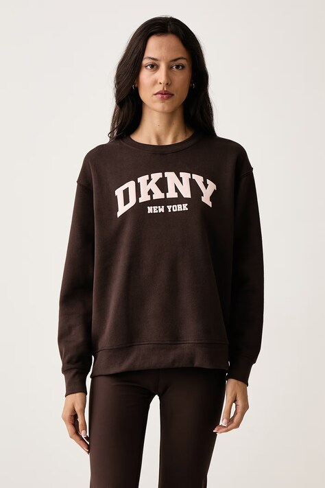 DKNY Bluza damska z bawełną brązowa DP6T1820