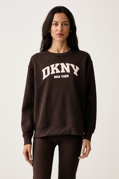 DKNY Bluza damska z bawełną brązowa DP6T1820