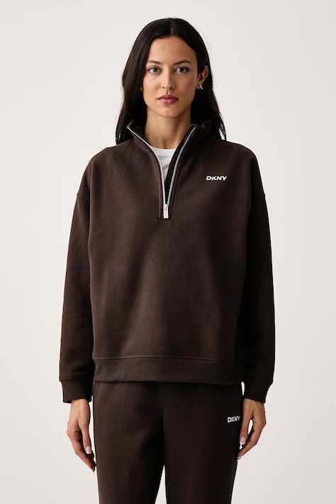 DKNY Bluza damska z bawełną brązowa DP6T1652