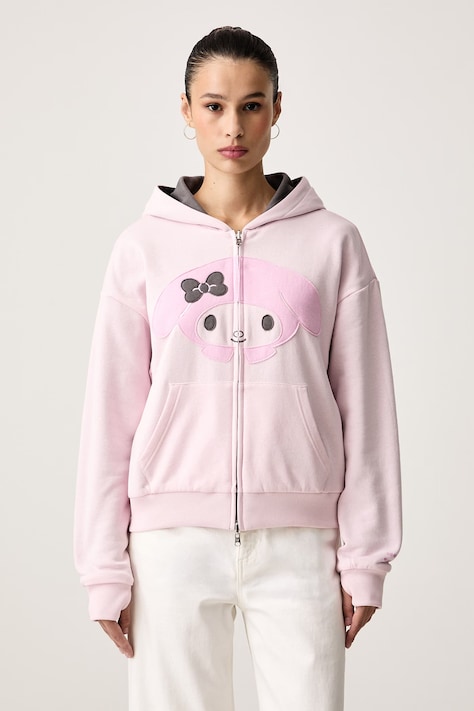 Converse Oboustranná mikina dámská s bavlnou x HELLO KITTY růžová CVW6H501