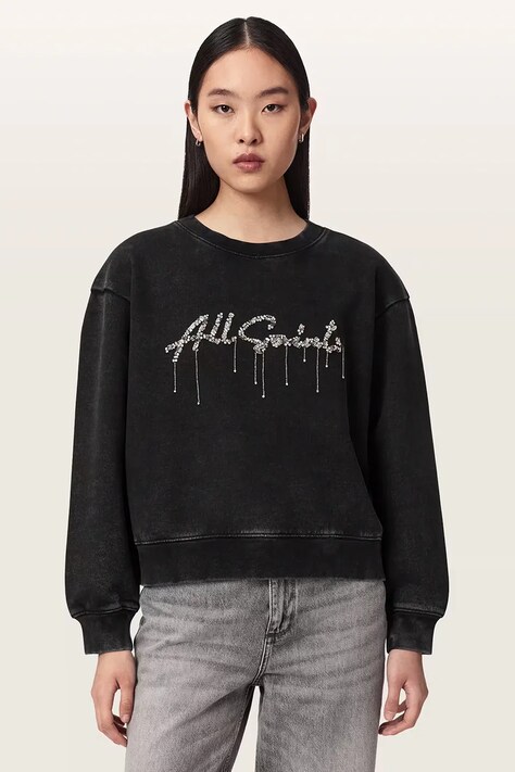 AllSaints Bluza damska bawełniana CHAINS PIPPA czarna W040JF
