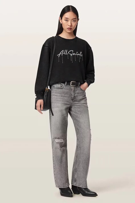 AllSaints кофта жіноча бавовняна CHAINS PIPPA — AW26-BLDZ9E, чорний — фото 3