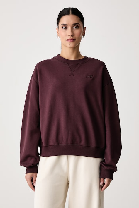 New Balance Bluza oversize damska bawełniana brązowa WT41500YLR