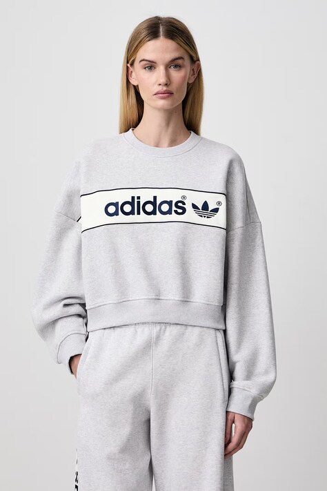 adidas Originals Adisignature NY кофта з бавовною жіноча сіра LD1650