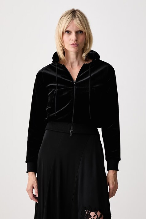 Vetements Bluza rozpinana z kapturem damska czarna WH27ZU118B