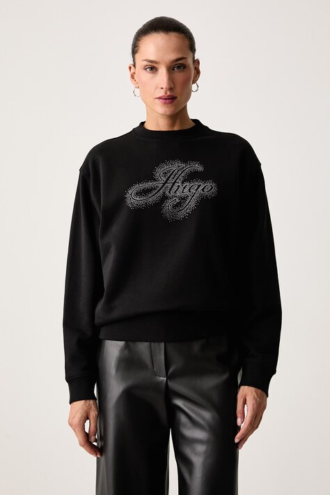 HUGO Oversize pulover ženski bombažen Danicey črn 50570917