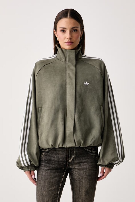 adidas Originals Bluza rozpinana damska z imitacji zamszu Adilenium Season 6 Faux Suede zielona LH1923