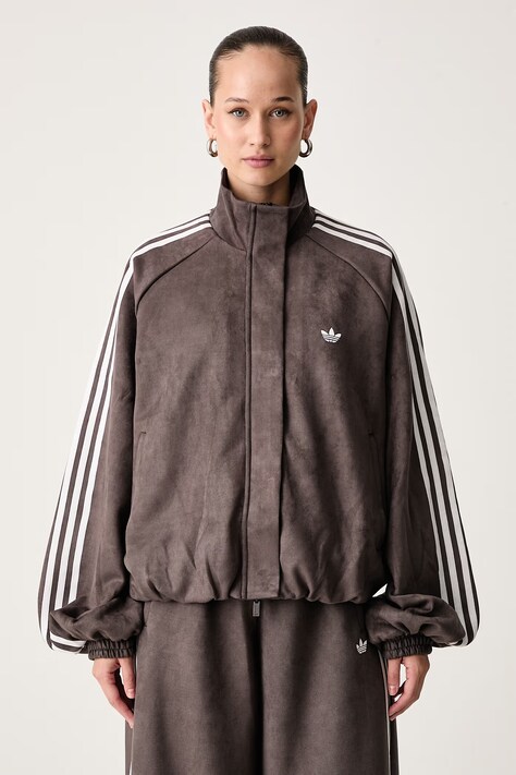 adidas Originals Kurtka przejściowa damska Adilenium Season 6 Faux Suede brązowa LH1921