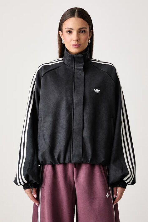 adidas Originals Felpa con cerniera da donna Adilenium Season 6 Faux Suede nera LH1919