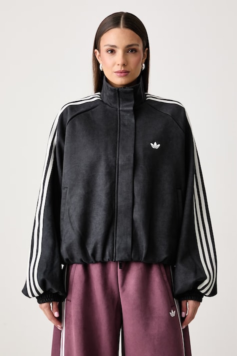 adidas Originals Felpa con cerniera da donna Adilenium Season 6 Faux Suede nera LH1919