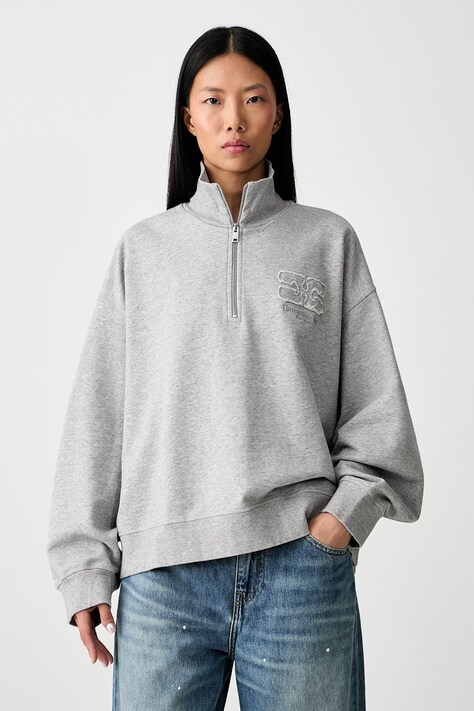 GANNI bluza z bawełną damska szara A1060029