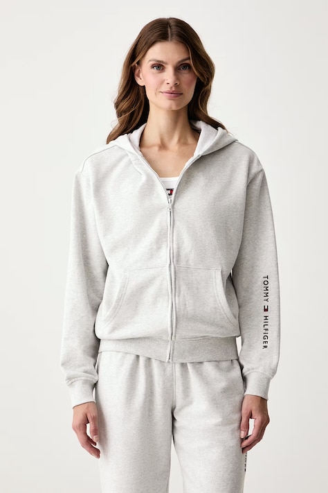 Tommy Hilfiger Μπλούζα με κουμπιά γυναικεία βαμβακερή γκρί UW0UW06621