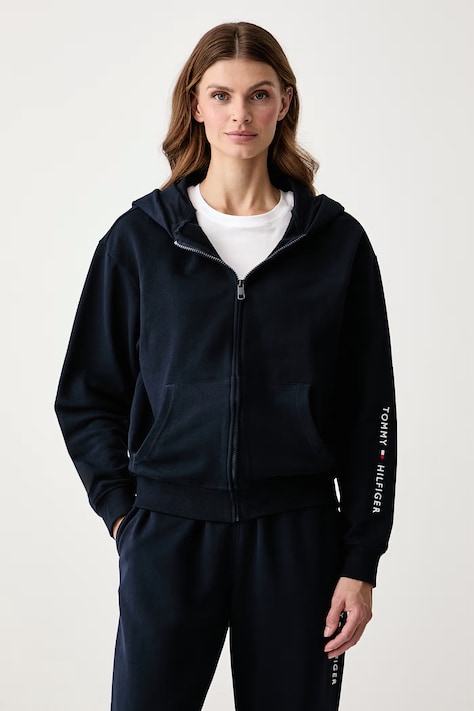 Tommy Hilfiger Rozepínací mikina dámská bavlněná námořnická modř UW0UW06621