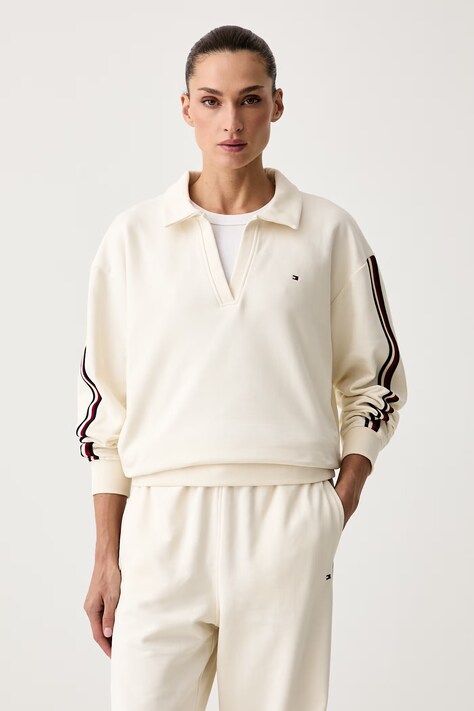 Tommy Hilfiger Bluza lounge damska bawełniana beżowa UW0UW06629