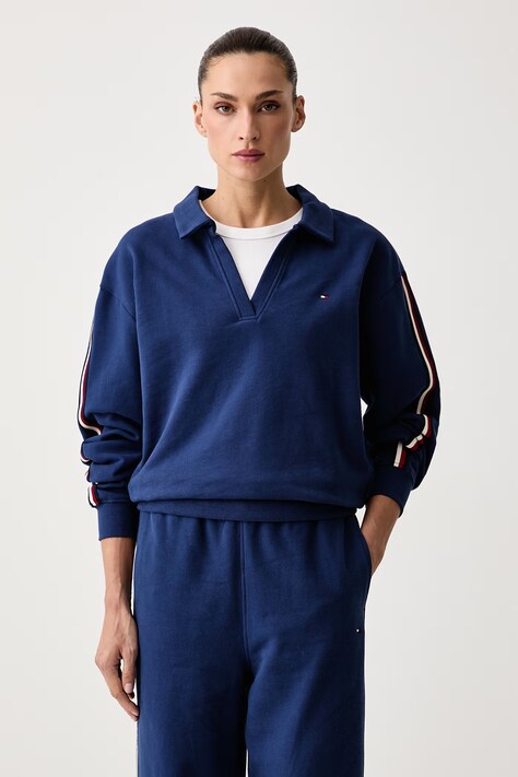 Tommy Hilfiger Bluza lounge damska bawełniana niebieska UW0UW06629