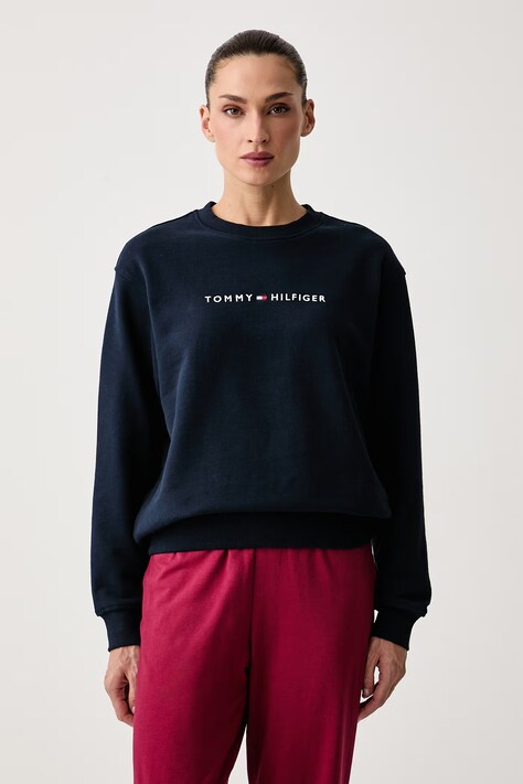 Tommy Hilfiger Pulover ženski bombažen mornarsko moder UW0UW06619
