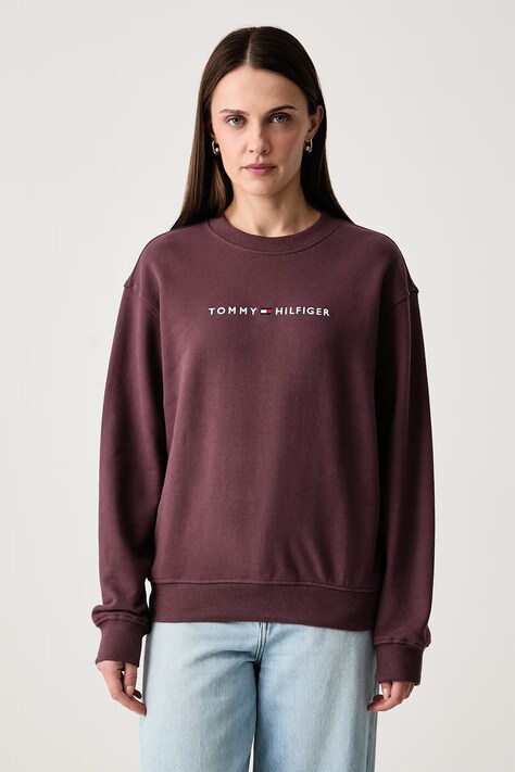 Tommy Hilfiger Bluza damska bawełniana brązowa UW0UW06619