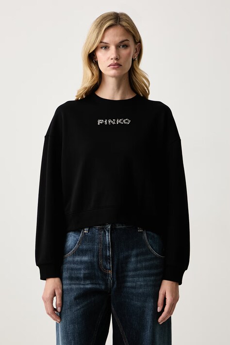 Pinko Oversize dukserica za žene od pamuka crna 106302 A3Q0