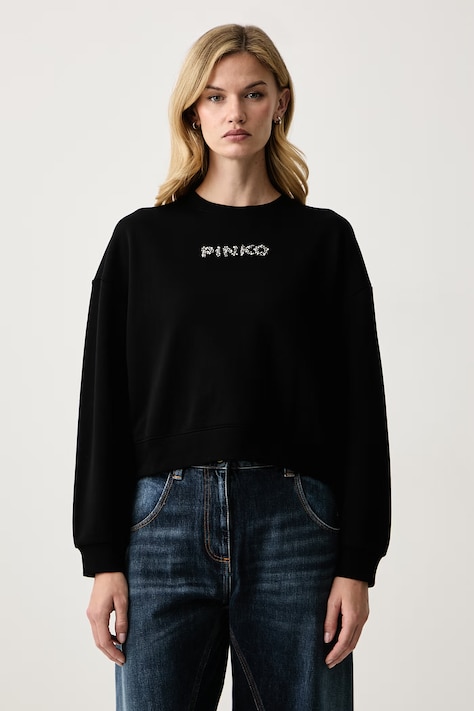 Pinko Oversize dukserica za žene od pamuka crna 106302 A3Q0