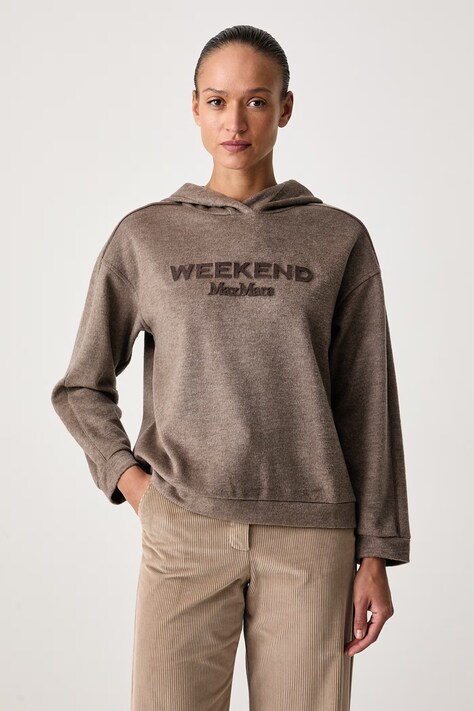 Weekend Max Mara Bluza z kapturem damska z dodatkiem wełny WKDVETRINO brązowa 2625926012600