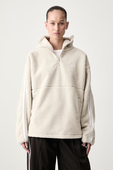 adidas Originals Bluza z kapturem damska polarowa Adiluna Season 2 x Jennie beżowa LD4967